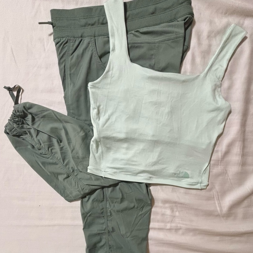 The North Face Mint Tank Top with Sage Green Joggers